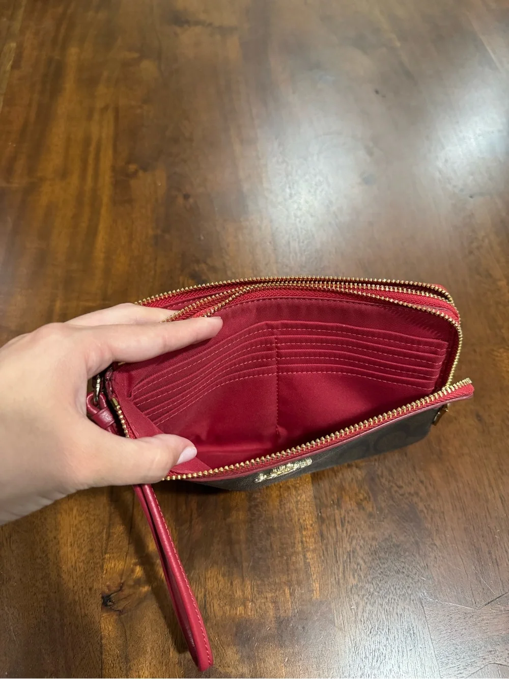 Coach Signature Double Zip Wallet Wristlet